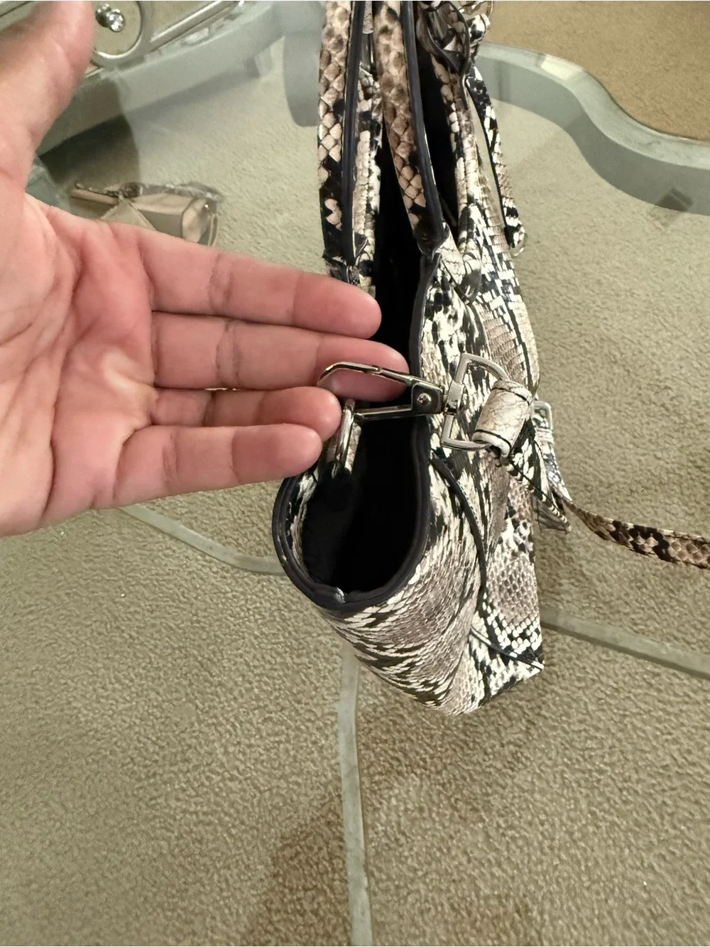 Enzo Angiolini Snake Skin Inspired Bucket Shoulder Bag